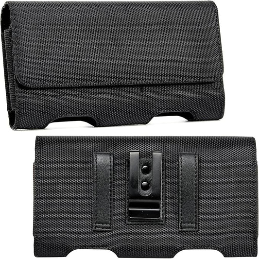 BECPLT Nylon Belt Holster Case Cell Phone Pouch Belt Holder Phone Holster Cover with Clip for iPhone 15 Pro Max 15 Plus 14 Pro Max 13 Pro Max Samsung Galaxy S24+ S23+ S22+ S21+ S23 FE (Black)