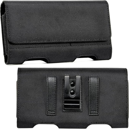 BECPLT Nylon Belt Holster Case for iPhone 12-16 Pro & Galaxy S20-S24 - Cell Phone Pouch with Clip - Black