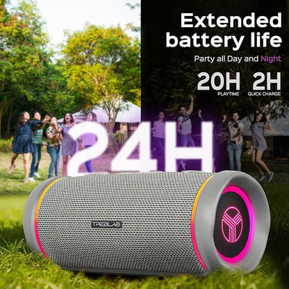 TREBLAB HD77 Bluetooth Speaker - Powerful 360° Sound with Impactful Bass, 30W Portable Wireless Audio, 20H Battery, IPX7 Waterproof, TWS Stereo, Shockproof Design for Outdoor, Beach, Pool, Jobsite