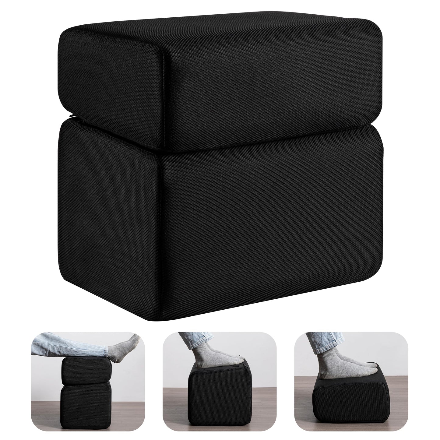 Ganondorf Foot Rest for Under Desk at Work Adjustable Foot Rest Under Desk Ergonomic Foot Stools for Under Office Desk Leg Pillow for Underdesk Footrest with Washable Cover, Mesh Black