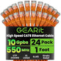 GEARit Cat 6 Ethernet Cable (24-Pack 1 Foot) Cat6 Network Patch, 10Gbps, RJ45, Snagless Cord, Gold-Plated Connectors, Internet for PC, TV, Tablet, Router, Printer, Servers, IT Data Center - Orange