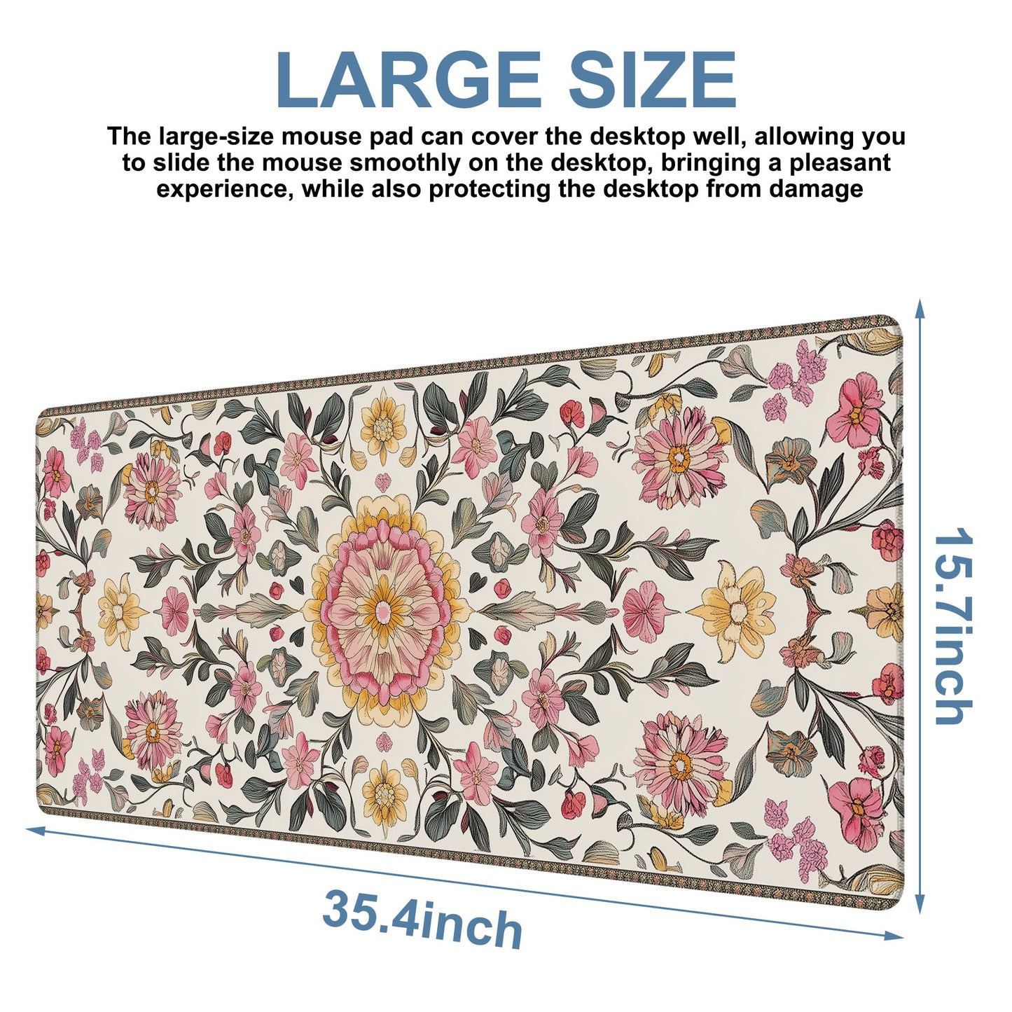 NITAHHHY Elegant Carpet Gaming Mouse Pad 3mm Thick Stitched Edge Waterproof Non-Slip Large Computer Keyboard Mouse Mat,Suitable for Office Entertainment Decorative Desk Pad 35.4 x 15.7 Inches