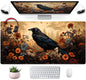Anime Crow Kawaii Desk Mat Cute Retro Floral Mouse Pad Gaming Desk Pad XXL Large Desk Matt for Desktop Computer Mousepad, Laptop Keyboard Mouse Mat Office Decor Accessories for Women, 31.5x15.75 in
