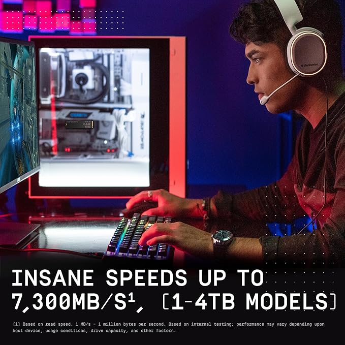 WD_BLACK SN850X 1TB NVMe SSD - M.2 2280, Up to 7,300 MB/s Read speeds, Up to 6,300 MB/s write speeds, Gaming Expansion, High Performance Internal Solid State Drive - WDS100T2X0E