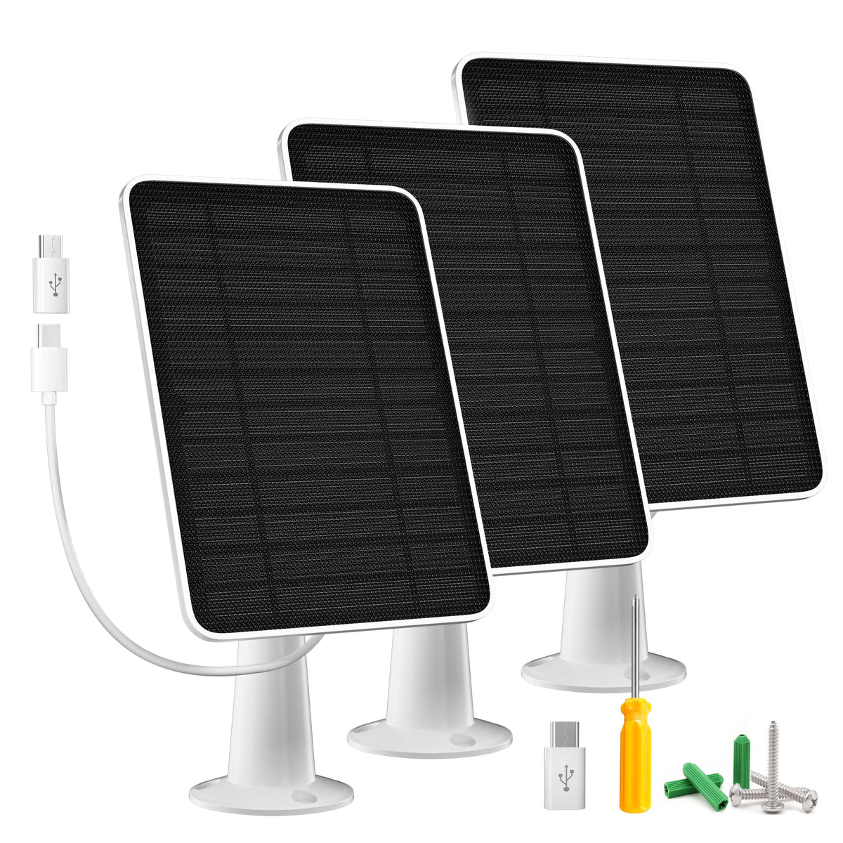 Solar Panel Charger Compatible with Arlo Essential 2K Outdoor(2nd Gen)/Essential XL Camera(2nd Gen)/Essential Spotlight, 5W Solar Panel with IP65 Waterproof 10ft Micro USB-C Cable & Wall Mount, 2 Pack