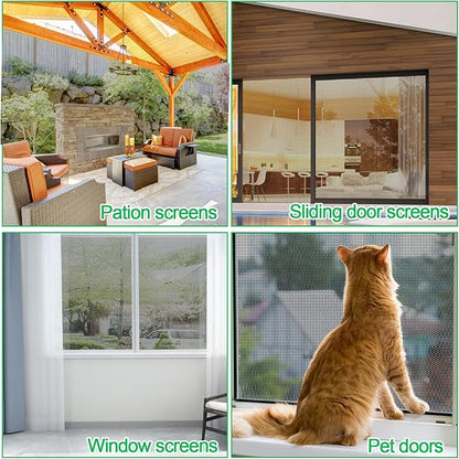 QWR Pet Proof Window Screen Replacement Kit, 39"x118" Durable High Hardness Screen Mesh Replacement Window Screens Repair Kit for Sliding Screen Door,Patio and Windows.(Folded Package)
