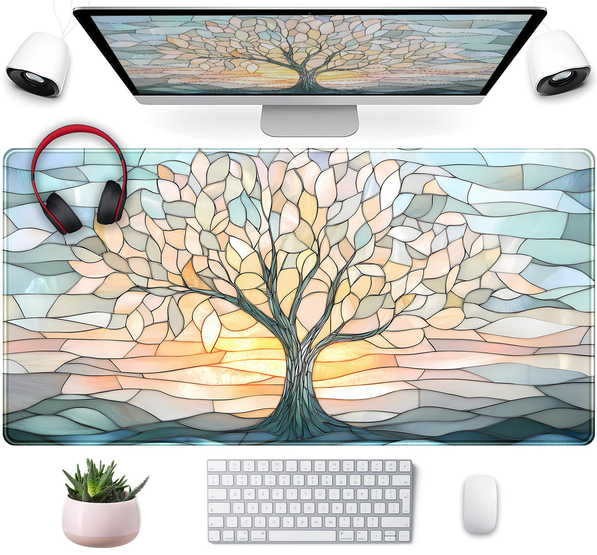 Anime Crow Kawaii Desk Mat Cute Retro Floral Mouse Pad Gaming Desk Pad XXL Large Desk Matt for Desktop Computer Mousepad, Laptop Keyboard Mouse Mat Office Decor Accessories for Women, 31.5x15.75 in