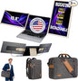 ELK 15.6" Dual Laptop Screen Extender - Laptop Bag & Cleaning Kit Included - FHD 1080P IPS - Detachable & Adjustable Monitor Extender - with Speakers - Compatible with Mac/Android/Win