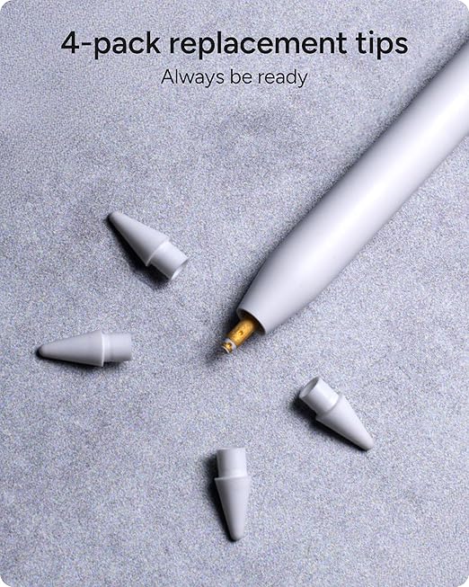 ZAGG Replacement Tips for Apple Pencil 1st Gen, 2nd Gen, & USB-C - Pack of 4, Smooth Writing, Perfect Friction, White