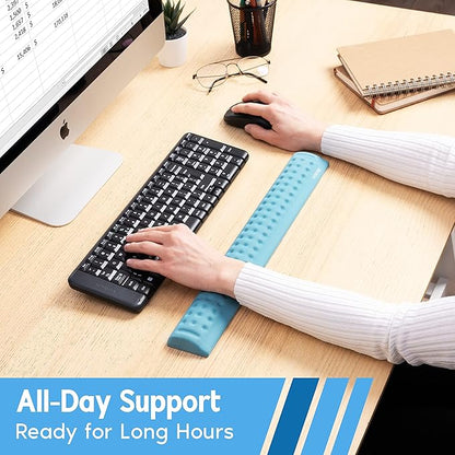 i-Rocks Memory Foam Keyboard Wrist Rest - Pain-Reducing Wrist Rest for Computer Keyboard - Non-Slip Rubber Base Wrist Rest - Cooling Keyboard Pad for Long Hours of Work, Studying, Gaming