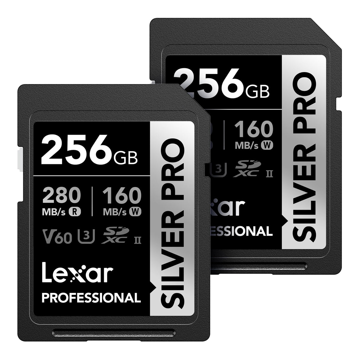 Lexar 256GB Silver SD Memory Card, 225MB/s Read, 4K, V30, U3, UHS-I