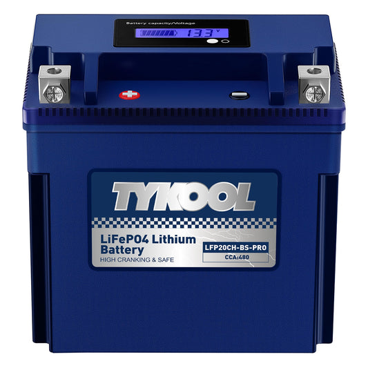 TYKOOL LFP20CH-BS-PRO LiFePO4 Lithium Battery, Replaces YTX20CH-BS YTX20CH, 420CCA 7Ah fits for BMW K1600GT GTL R1250RT R1200RT (2014-2023) Suzuki KingQuad 750 (2008-2024), [- +]