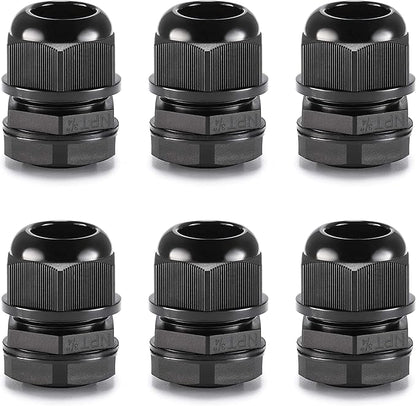 QILIPSU 6pcs 3/4" NPT Cable Gland Waterproof IP68 Nylon Cable Pass Through Cord Grip Connector Strain Relief Wire Grommet