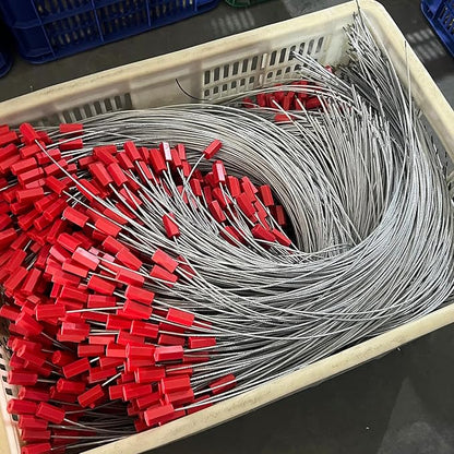 3.9 Feet Steel Wire Cable Seals Tamper Resistant Security Seal Tags Numbered Self-Locking Safety Seals Length 1.2m (Pack of 100pcs, Red)