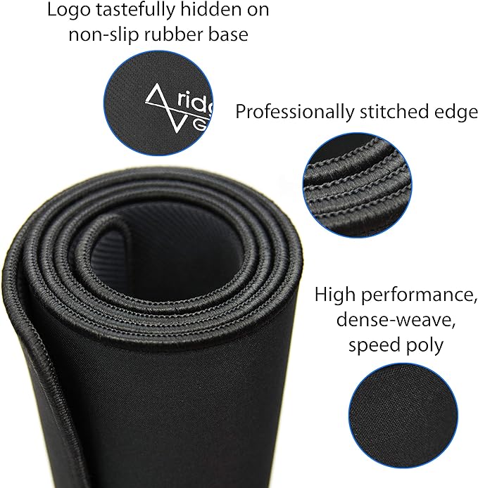 Gaming Mouse Pad (5mm) Massive 46 inch | 46x17.3x0.20 Extra Thick | Black | Stitched Edge, Large Washable Desk Mat