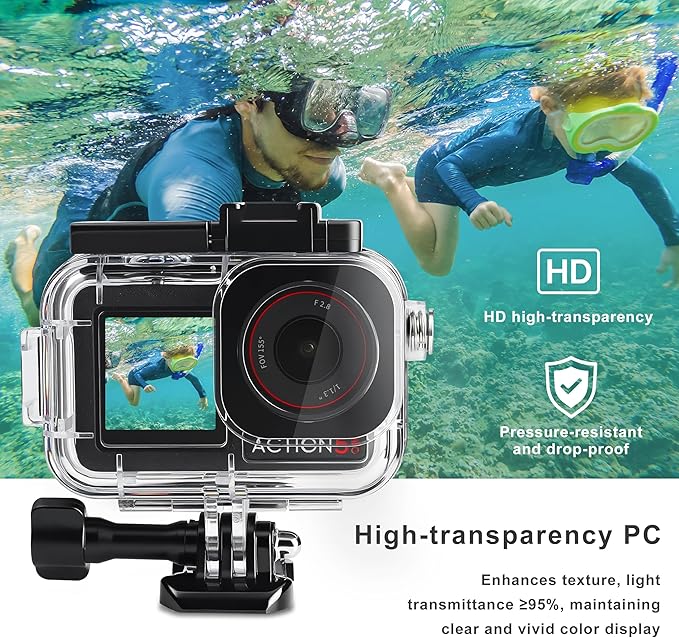 FitStill 164FT/50M Waterproof Case&3 Filters&Floating Hand Grip Stick Set Compatible for DJI Osmo Action 5 Pro Action 4 Action 3,Snorkeling Surfing,Wakeboarding Protective Cover Shell Accessories Kit