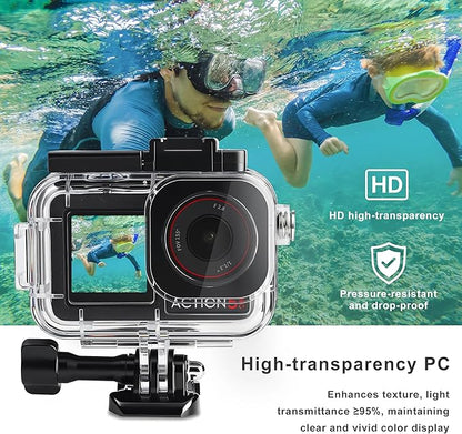 FitStill 164FT/50M Waterproof Case&3 Filters&Floating Hand Grip Stick Set Compatible for DJI Osmo Action 5 Pro Action 4 Action 3,Snorkeling Surfing,Wakeboarding Protective Cover Shell Accessories Kit