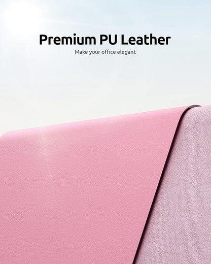 YSAGi Leather Desk Pad Protector, Large Mouse Pad, Non-Slip PU Leather Desk Blotter, Laptop Desk Pad/Mat, Waterproof Writing Pad for Office and Home (23.6" x 13.8", Pink)