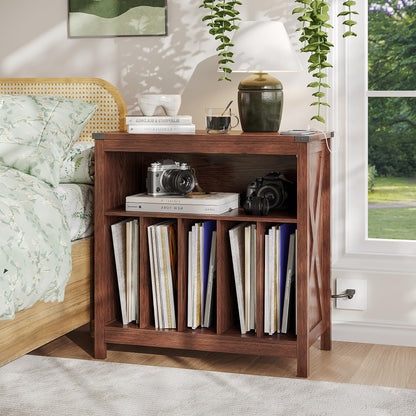 ChooChoo Large Record Player Stand with Charging Station & LED Light