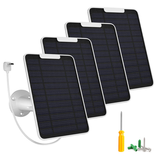 5W Arlo Solar Panel Charger Compatible with Arlo Essential Spotlight/XL Spotlight Camera, Arlo Essential Solar Panel Charger w/ 10ft Waterproof Micro USB Charging Cable, Adjustable Wall Mount, 4 Pack