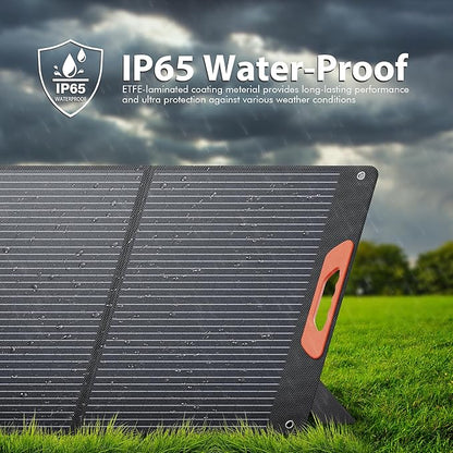 120W Portable Solar Panels for Power Station, 120 Watt ETFE Monocrystalline Foldable 20V DC Output Solar Panel Charger, 24% High Efficiency, QC3.0 USB-A & Type-C Output for Outdoor Camping RV Blackout
