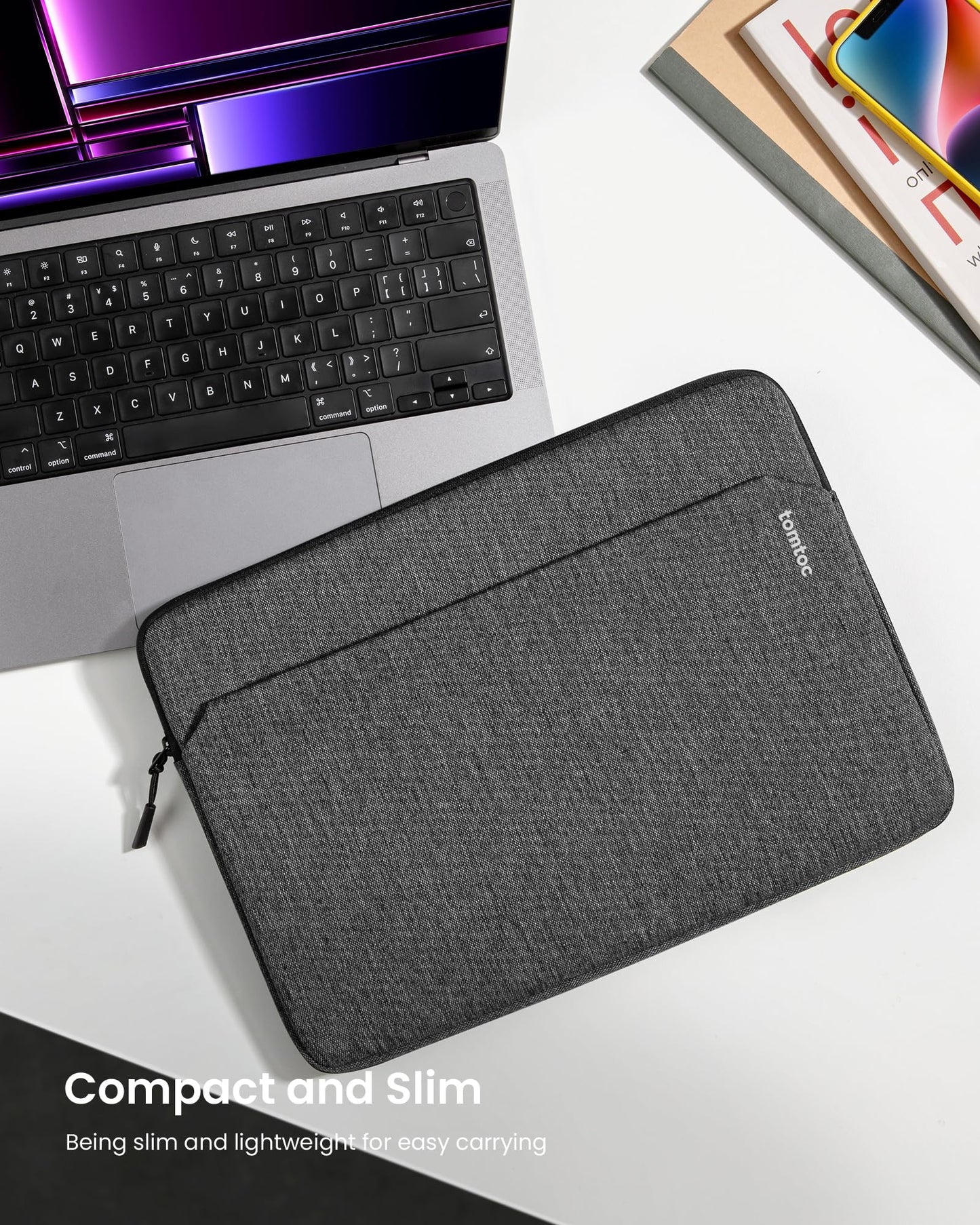 tomtoc Slim Laptop Sleeve for 14-inch MacBook Pro M5/M4/M3/M2/M1 Pro/Max 2026-2021, Water-Resistant Protective Case for 13.8 Inch Surface Laptop AI PC, Accessory Bag