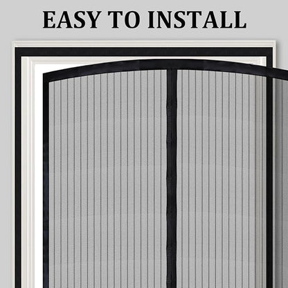 Magnetic Screen Door - Self Sealing, Heavy Duty, Hands Free Mesh Partition Keeps Bugs Out Let Breeze in- Pet and Kid Friendly - Keep Open Feature (Black, Fit Door Size 38 x 80 Inch)