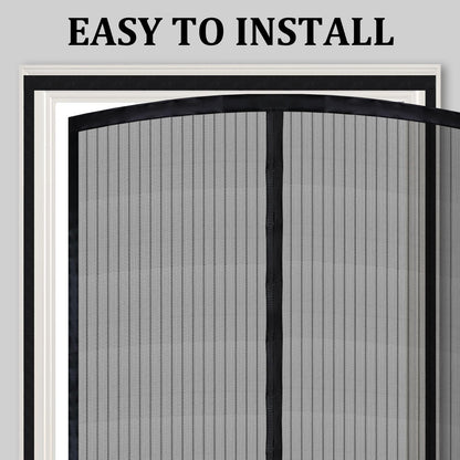 Magnetic Screen Door - Self Sealing, Heavy Duty, Hands Free Mesh Partition Keeps Bugs Out Let Breeze in- Pet and Kid Friendly - Keep Open Feature (Black, Fit Door Size 32 x 80 Inch)