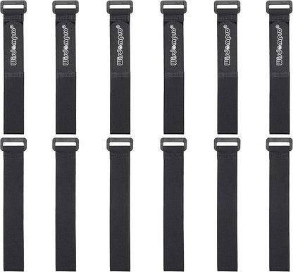 12 Pack 1 x 12 Inches Hook and Loop Reusable Fastening Cable Tie Down Straps by Wisdompro - Reusable, Durable Functional Ties to Keep Your Home, Office, Workspace from Tangled Messes of Cords