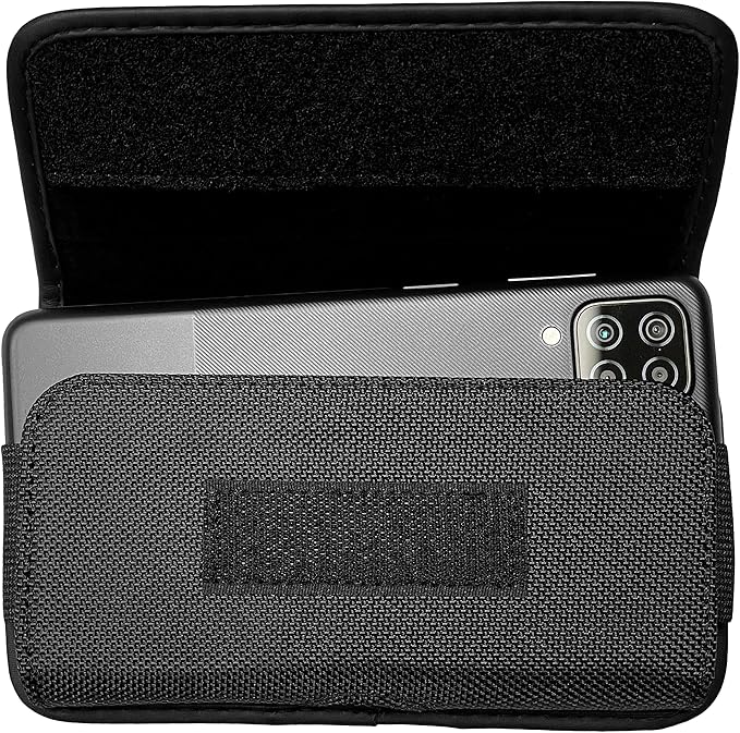 Nylon Cellphone Holster for iPhone SE (4.7"), iPhone 5, 5S - Horizontal Case Canvas Waist Carrying Pouch with Belt Clip/Loops, Black