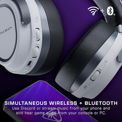 Turtle Beach Stealth 700 Gen 3 Wireless Multiplatform Amplified Gaming Headset for PS5, PS4, PC, Mobile – 60mm Drivers, AI Noise-Cancelling Mic, Bluetooth, 80-Hr Battery, Dual Transmitters – White