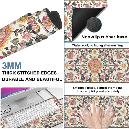 NITAHHHY Elegant Carpet Gaming Mouse Pad 3mm Thick Stitched Edge Waterproof Non-Slip Large Computer Keyboard Mouse Mat,Suitable for Office Entertainment Decorative Desk Pad 35.4 x 15.7 Inches