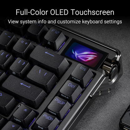 ASUS ROG Azoth Extreme Wireless Mechanical Gaming Keyboard – 75% TKL, ROG NX Snow Linear Switches, PBT Keycaps, Aluminum Chassis, Carbon Fiber, Gasket Mount, Color OLED Screen, PC/Mac Support - Black