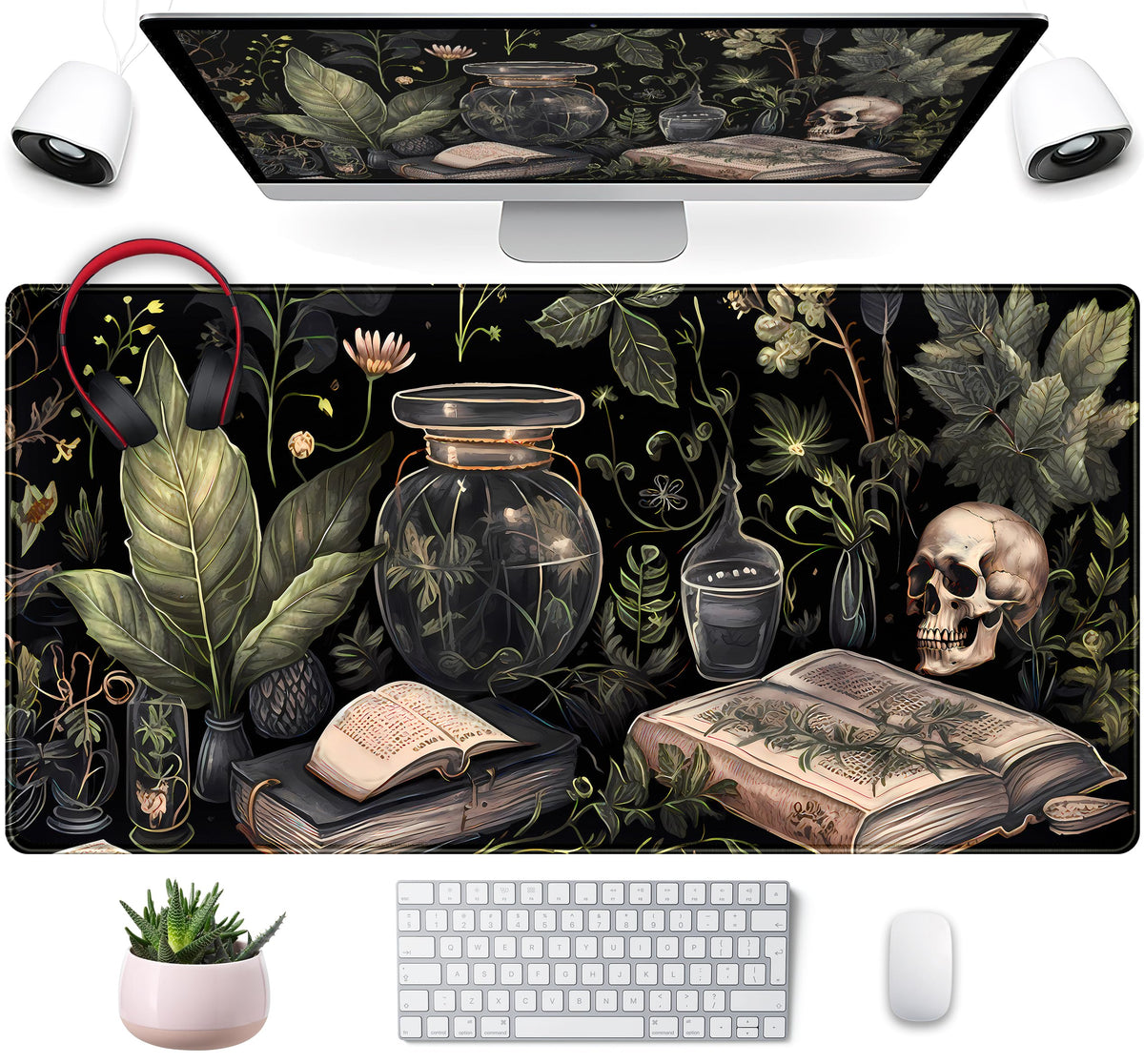 Anime Crow Kawaii Desk Mat Cute Retro Floral Mouse Pad Gaming Desk Pad XXL Large Desk Matt for Desktop Computer Mousepad, Laptop Keyboard Mouse Mat Office Decor Accessories for Women, 31.5x15.75 in