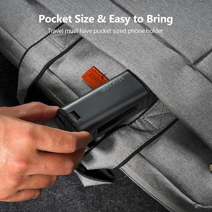 MiiKARE Airplane Travel Essentials Phone Holder, Universal Handsfree Phone Mount for Flying with 360 Degree Rotation, Accessory for Airplane, Travel Must Haves Phone Stand for Desk, Tray Table