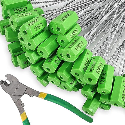 ayktiuf 240 Pieces Security Cable Seals, Metal Number Security Tags for Truck, Trailers, Cargo, Containers, Vans, Oil Tank, Milk Vehicle (Green, 240 Pack)