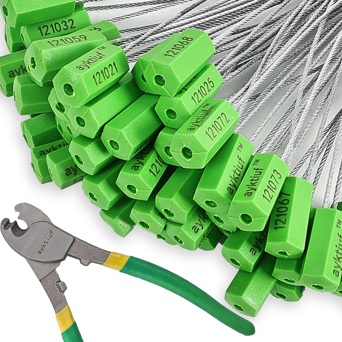 ayktiuf 60 Pieces Security Cable Seals, Metal Number Security Tags for Truck, Trailers, Cargo, Containers, Vans, Oil Tank, Milk Vehicle (Green, 60 Pack)
