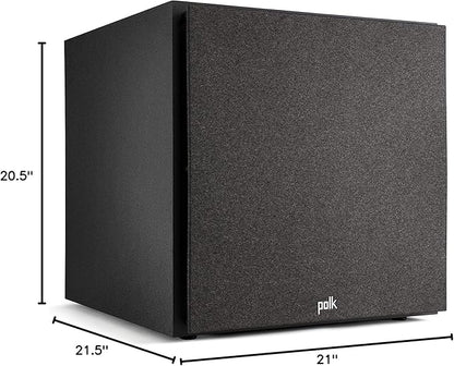 Polk Monitor XT12 Powered Sub - 12" Dynamic Balanced Woofer & 100W Class A/B Amplifier, Low-Resonance MDF Cabinet & Removable Grille, Dolby Atmos & DTS:X Compatible, Midnight Black