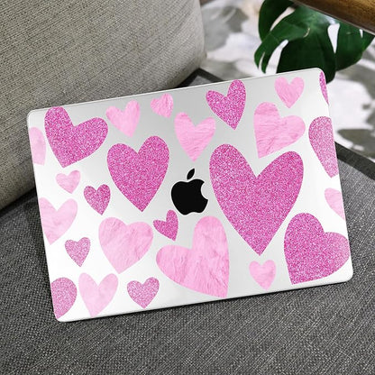 MEEgoodo Case for MacBook Pro 13 inch Case 2022 2021 2020 New A2338 M2/M1 A2251 A2289, Laptop Hard Shell with Keyboard & Camera Cover Compatible with 13 inch MacBook Pro, Glitter Hearts