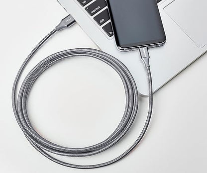 Amazon Basics USB-C to USB-A 2.0 Fast Charger Cable, Nylon Braided Cord, 480Mbps Speed, USB-IF Certified, for Apple iPhone 16/15, iPad, Samsung Galaxy, Tablets, Laptops, 10 foot, Dark Grey