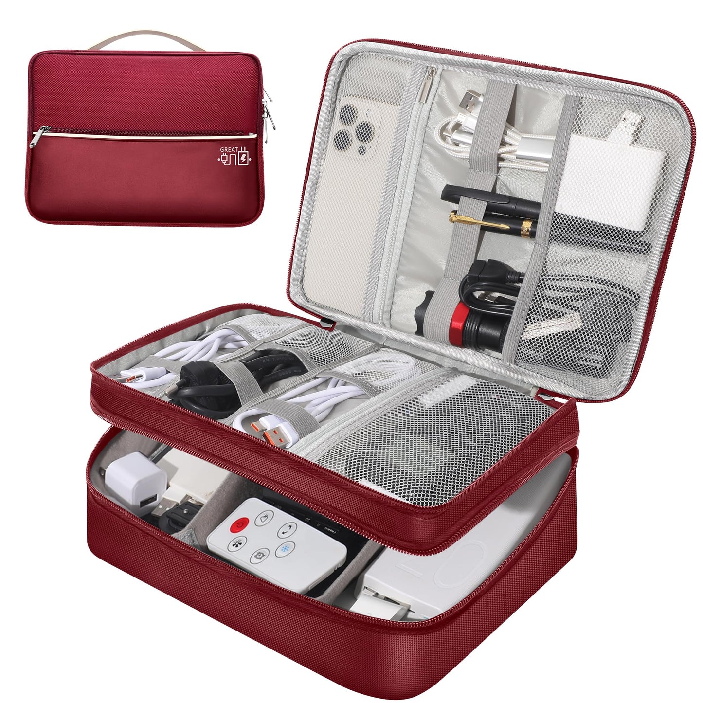 CILLA Electronic Organizer Travel Case, Travel Cord Organizer Case Portable Waterproof Cable Organizer Bag for Charger, Cord, USB, Power Bank, Earphone