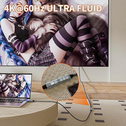 USB C Extension Cable 6.6FT, 20Gbps/240W USB3.2 Type C Extender Cord, 4K@60Hz Video Output Nylon Braided USB C Male to Female Extension Charging Cable Compatibility with Thunderbolt 4/3