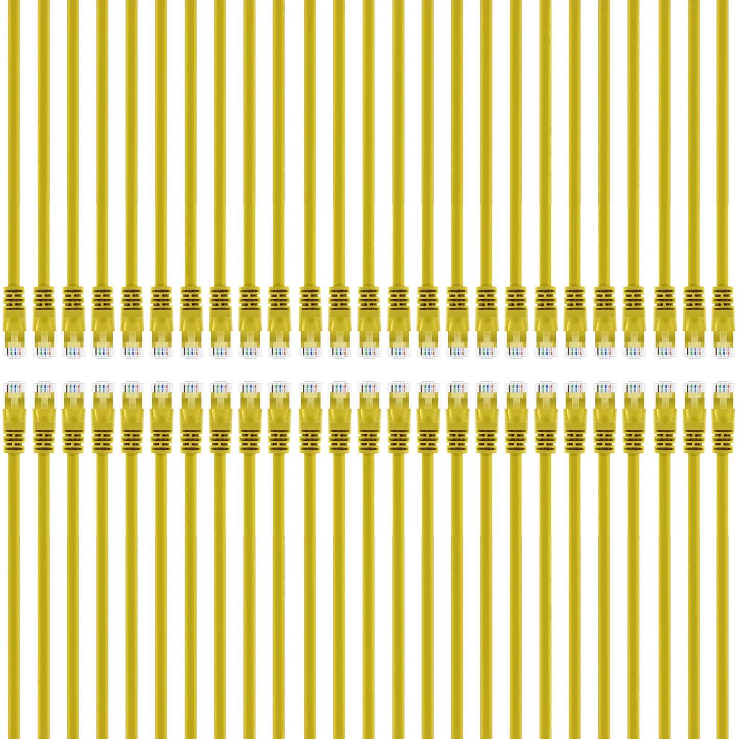 GearIT 50-Pack, Cat5e Ethernet Patch Cable 1 Foot - Snagless RJ45 Computer LAN Network Cord, Yellow - Compatible with 48 Port Switch POE Rackmount 48port Gigabit
