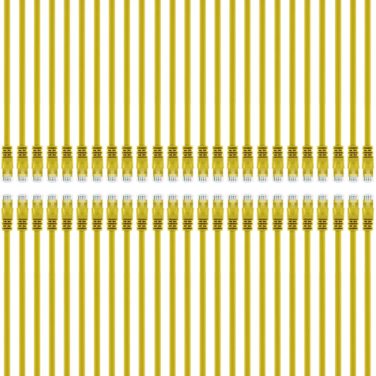 GearIT 50-Pack, Cat5e Ethernet Patch Cable 1 Foot - Snagless RJ45 Computer LAN Network Cord, Yellow - Compatible with 48 Port Switch POE Rackmount 48port Gigabit