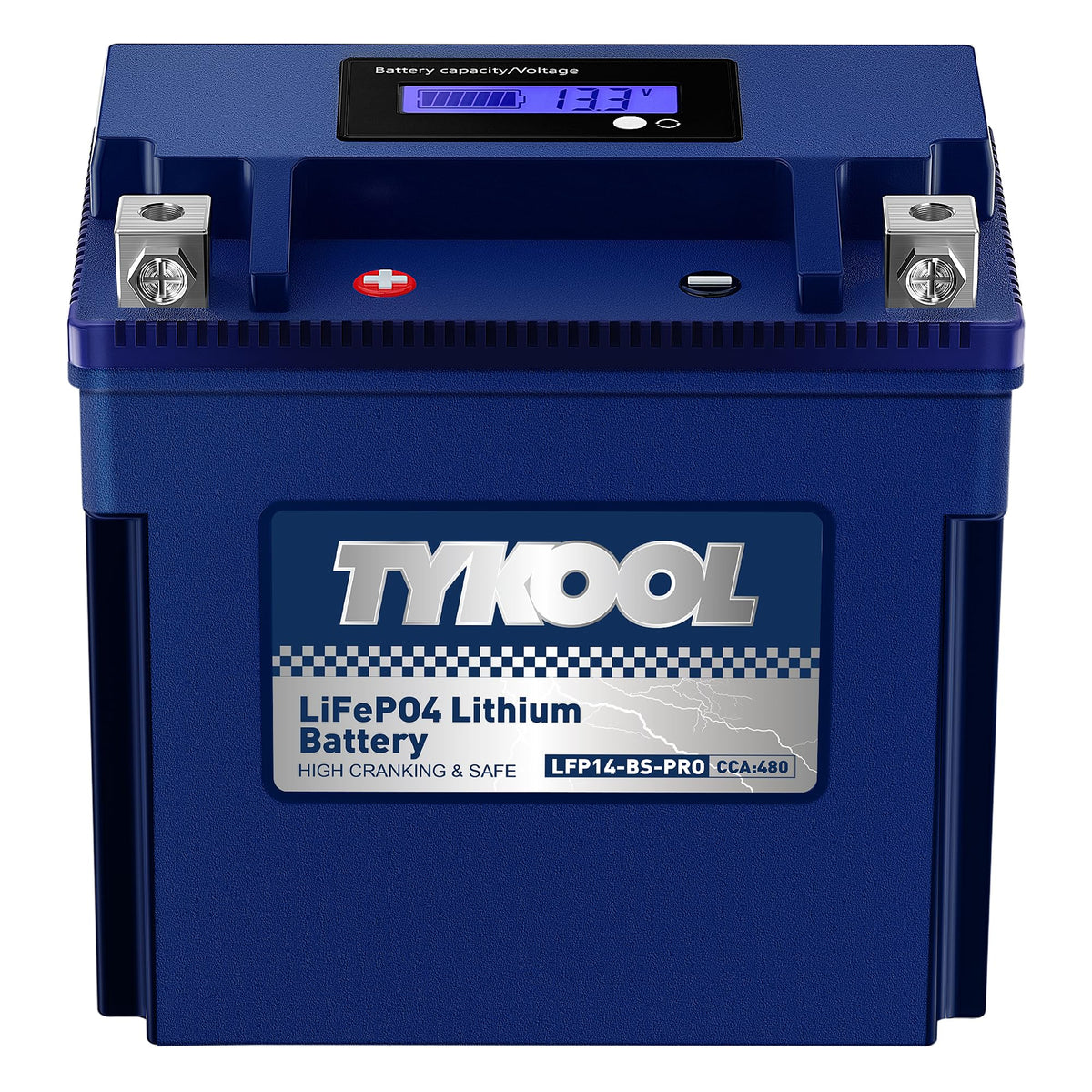 TYKOOL LFP30L-BS-PRO Lithium LiFePO4 Battery 18Ah 800CCA, LCD Readout IP66,Compatible with Harley Touring Road Glide Street Glide, Polaris RZR Ranger 1000, Can-Am Defender Maverick, Replaces YTX30L-BS