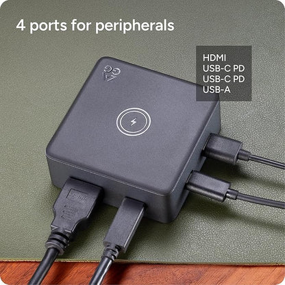 ZAGG 4-Port Hub with Wireless Charging - USB-C PD 100W, HDMI 4K, USB 10Gbps, High-Speed Charging & 4K Display, for Travel, Compatible w/Windows, macOS, iPadOS, ChromeOS, Android