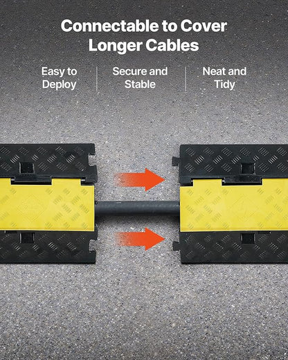 VEVOR Cable Protector Ramp, 2 Channel Heavy Duty 39.37'' Rubber Cord Hose Wire Cover, 2.2''W x 2''H Channel Size, Traffic Speed Bump with Flip-Open Top Cover, for Indoor Outdoor Use