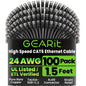 GEARit Cat6 Patch Cables Cat 6 Ethernet Cable 1.5 ft 100-Pack Black