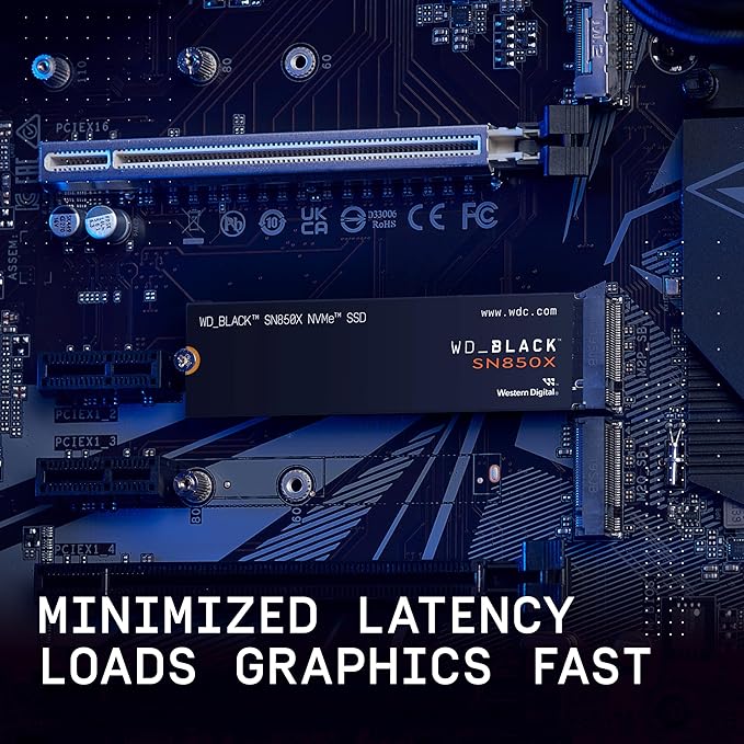 WD_BLACK SN850X 1TB NVMe SSD - M.2 2280, Up to 7,300 MB/s Read speeds, Up to 6,300 MB/s write speeds, Gaming Expansion, High Performance Internal Solid State Drive - WDS100T2X0E