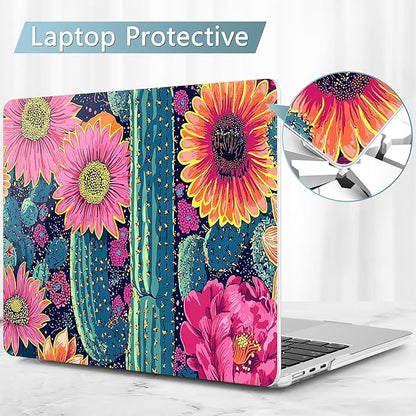 May Chen for MacBook Air 13.6 Inch Case 2025/2024/2023/2022 Release (Model A2681 A3113 A3240, M2 M3 M4 Chip) – Hard Shell Laptop Cover with Keyboard Cover & Screen Protector，Sunflowers Cactus